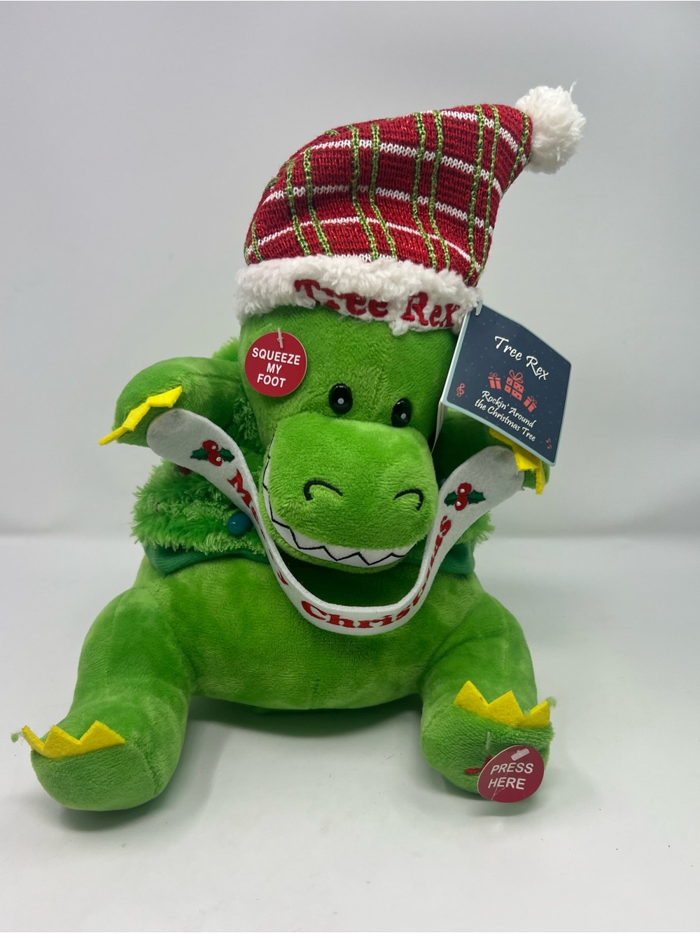 Christmas Cuddle Barn Animated Dinosaur Tree Rex Jingle Bell Rock Holiday